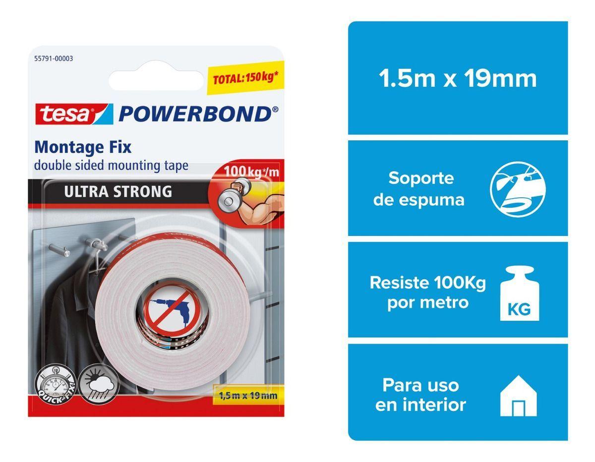 Cinta Doble Contacto Montaje 1,5mt X 19mm Ultra Fuerte Tesa-2