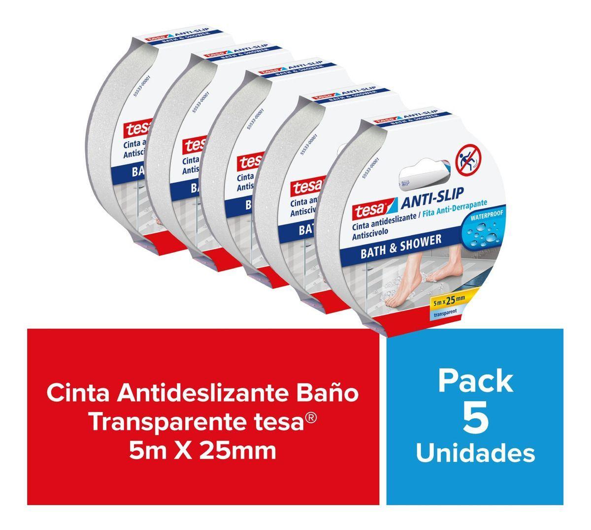 Cinta Antideslizante Baño Transparente 5mt X 25mm Tesa-2
