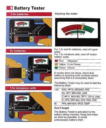 Tester Probador Pila Bateria Aa Aaa Varios Tamaños Hasta 9v-4