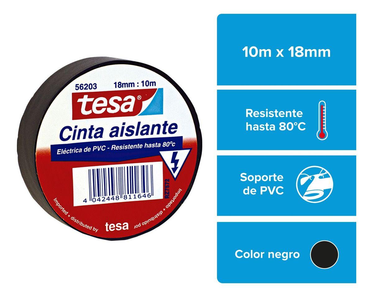 Pack 5unidades Cinta Aislante Tesa 10mt X 18mm Negra-2