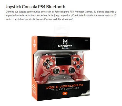 Control Inalámbrico Monster Games D-shock Compatible P4 Rojo-4