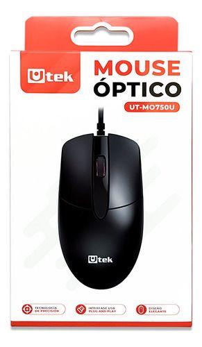 Mouse Alámbrico Usb 1200 Dpi Ut-mo750u Utek Negro-3