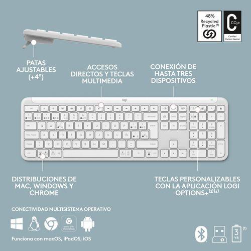 Teclado Inalámbrico Signature Slim K950 Logitech Blanco-7