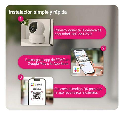 Pack 4x3 Cámaras Seguridad Wifi H6c Pro 2k Interior Ezviz Blanco-6
