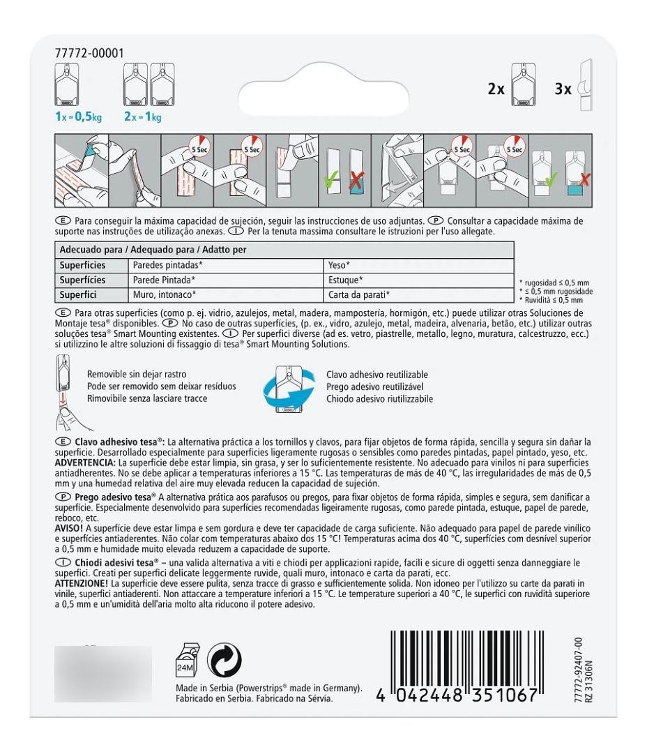 Clavo Adhesivo Removible Superficies Delicadas 0,5kg Tesa-2