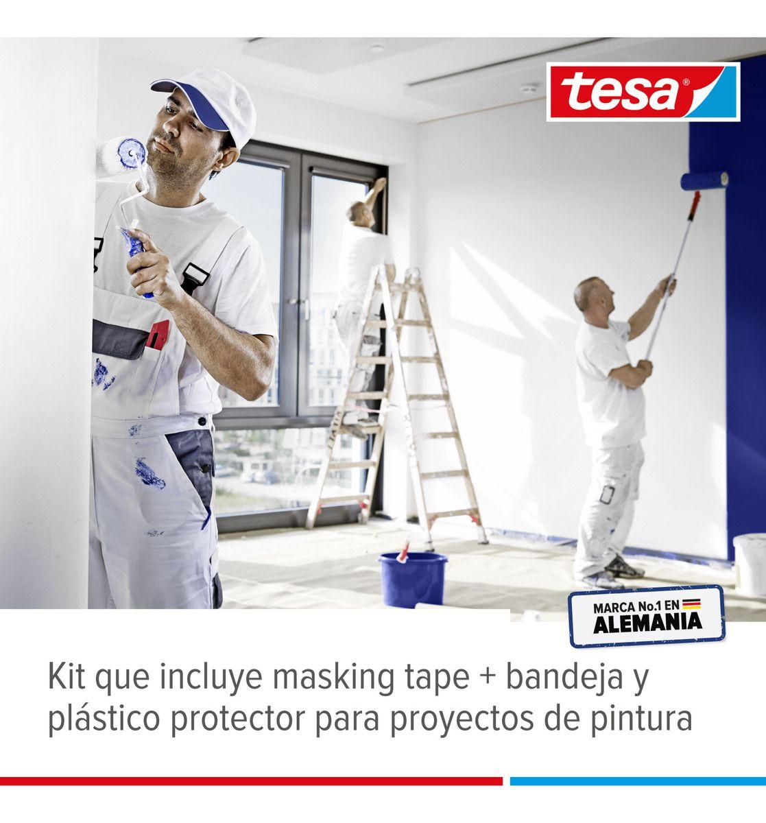 Kit Pintor 4 Cintas De Enmascarar Plástico Protector Bandeja-3