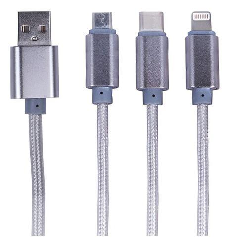 Cable Carga Rápida 3 En 1 Micro Usb iPhone Tipo C Philco-1