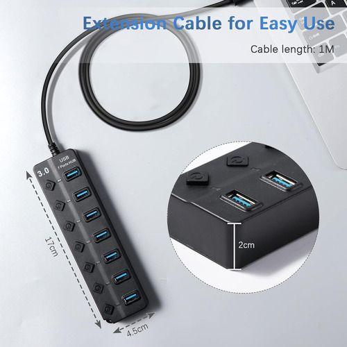 Hub 7 En 1 Usb 3.0 Con 1 Usb 3.0 Y 6 Usb 2.0 Luz Led Negro-5