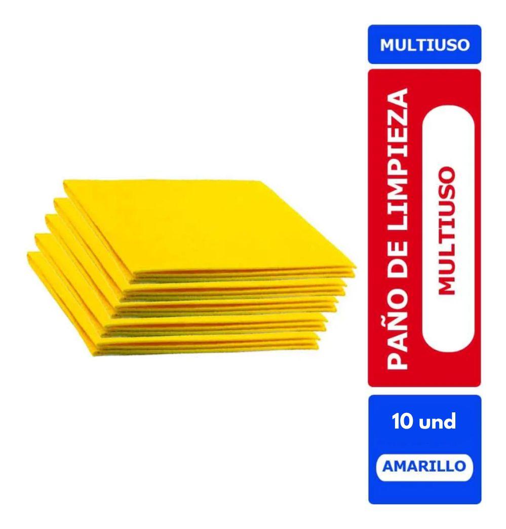 Paño Multiuso Aseo 38x38cm Amarillo 10 Unidades Absorbente-2