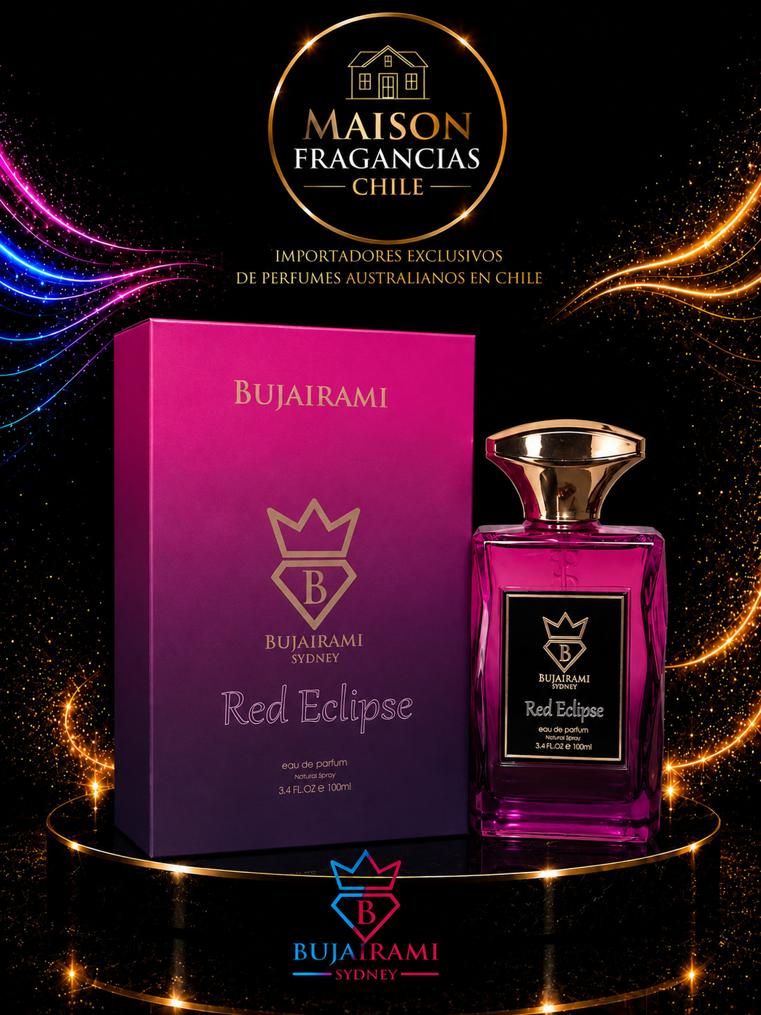 Bujairami Red Eclipse Perfume Unisex Edp 100 Ml Premium Australiano-1