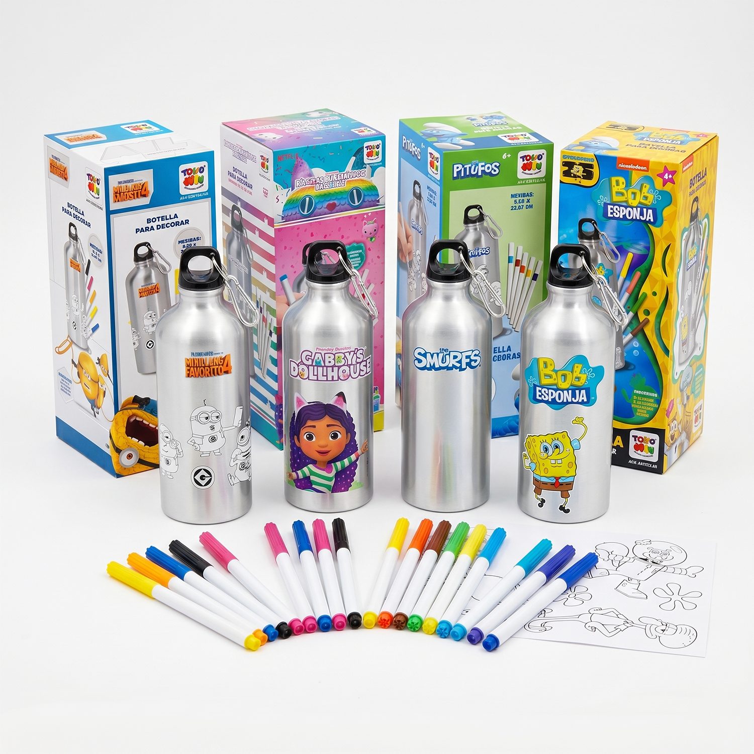 Pack x4 Botellas para Decorar Surtidas Personajes-0
