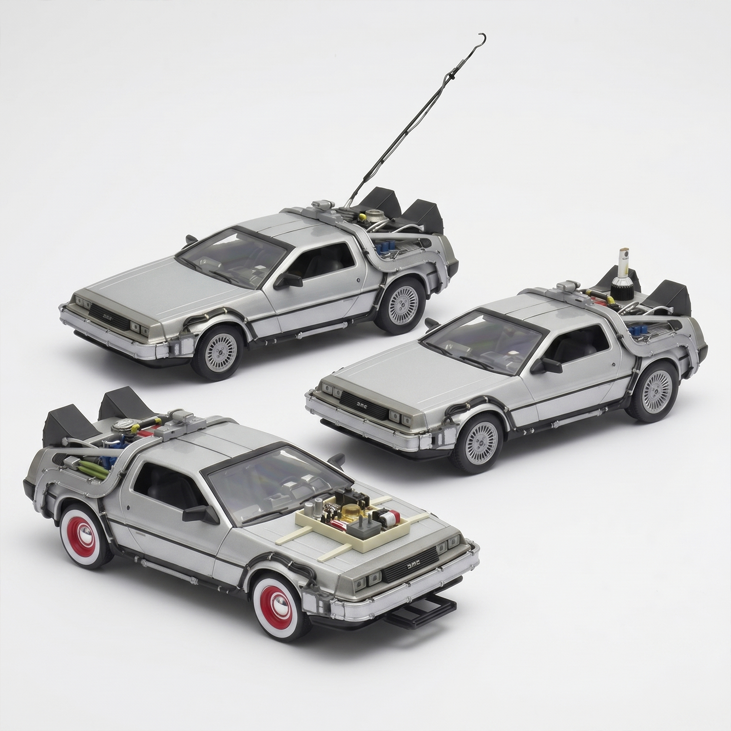 Pack x3 DeLorean Volver al Futuro Trilogía Welly 1:24-3
