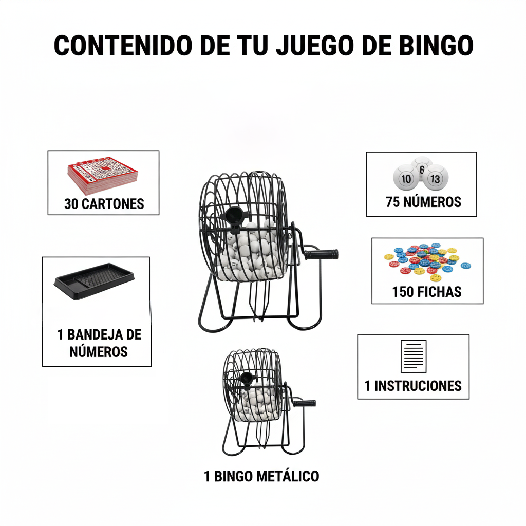 Bingo Metálico con 30 Cartones y 150 Fichas –  Toyng-3