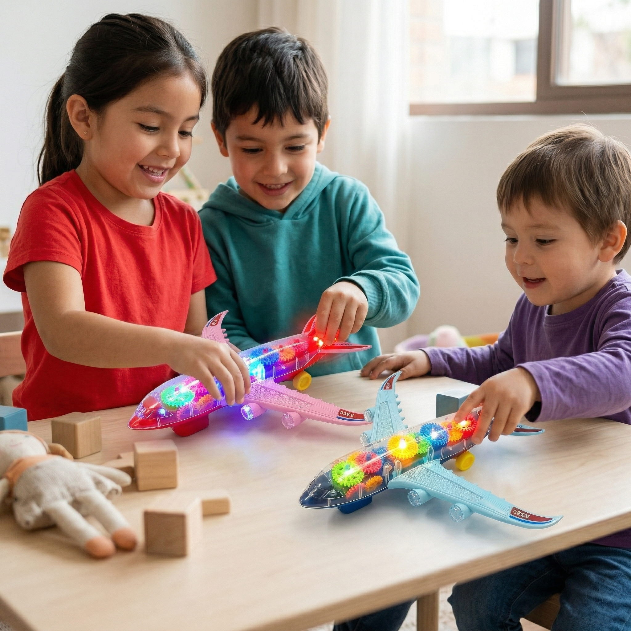 Avión Transparente con Luces y Música – Toyng-5