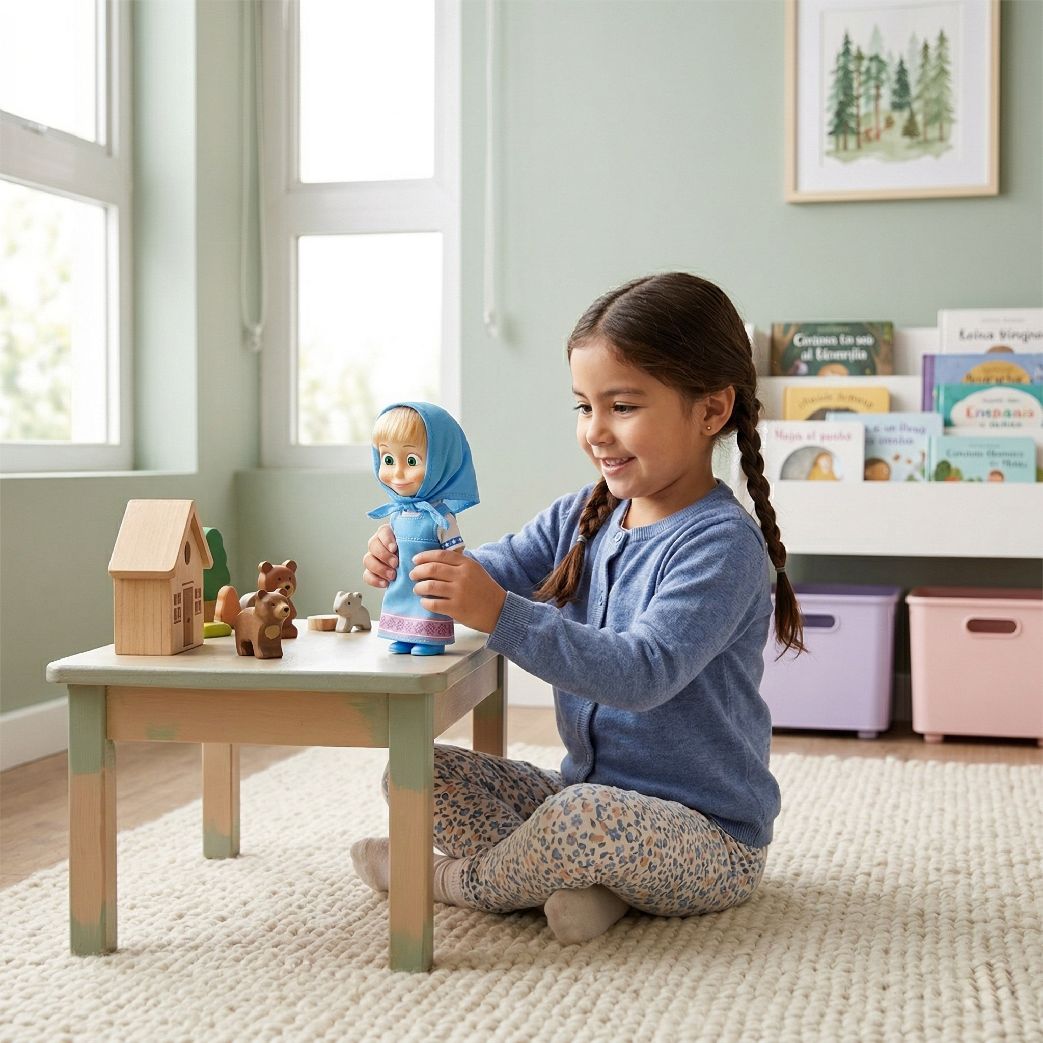 Juguete Muñeca Masha Vestido Celeste - Masha Y El Oso-5