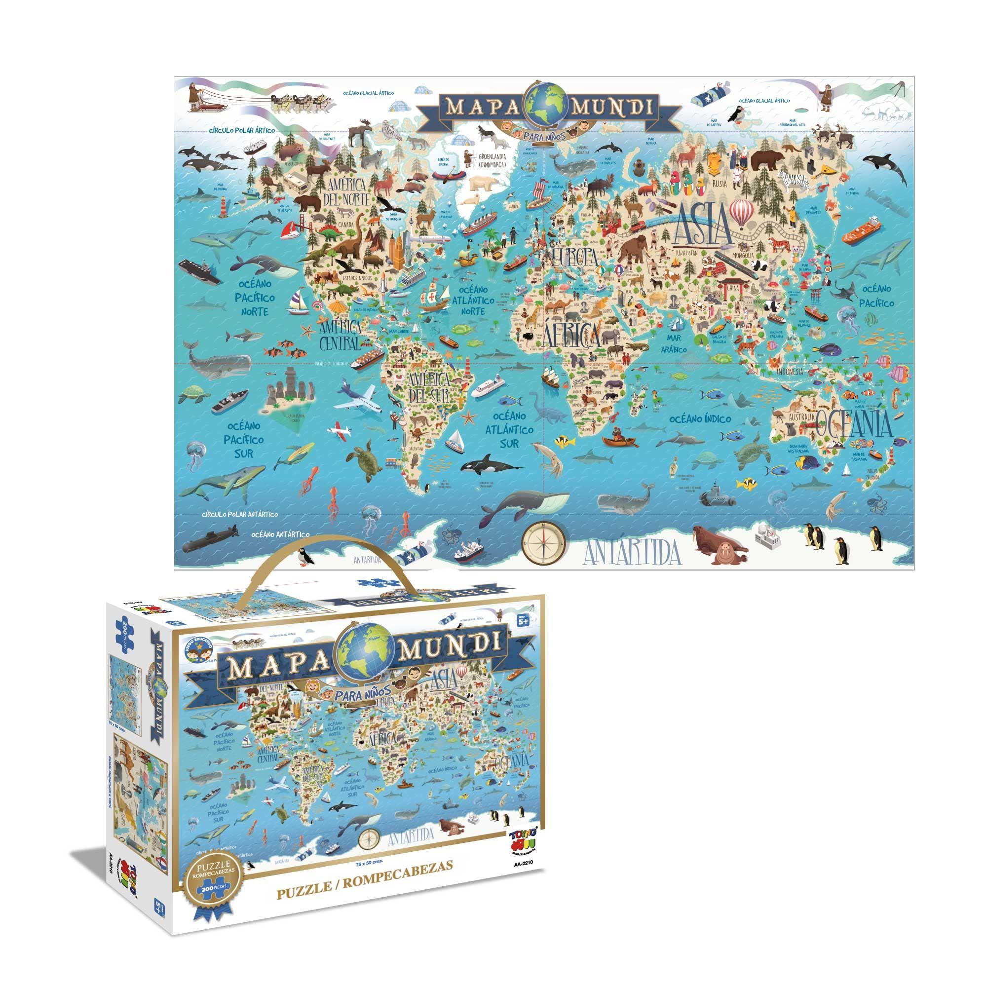 Puzzle 200 Piezas Mapamundi - Toyng-0