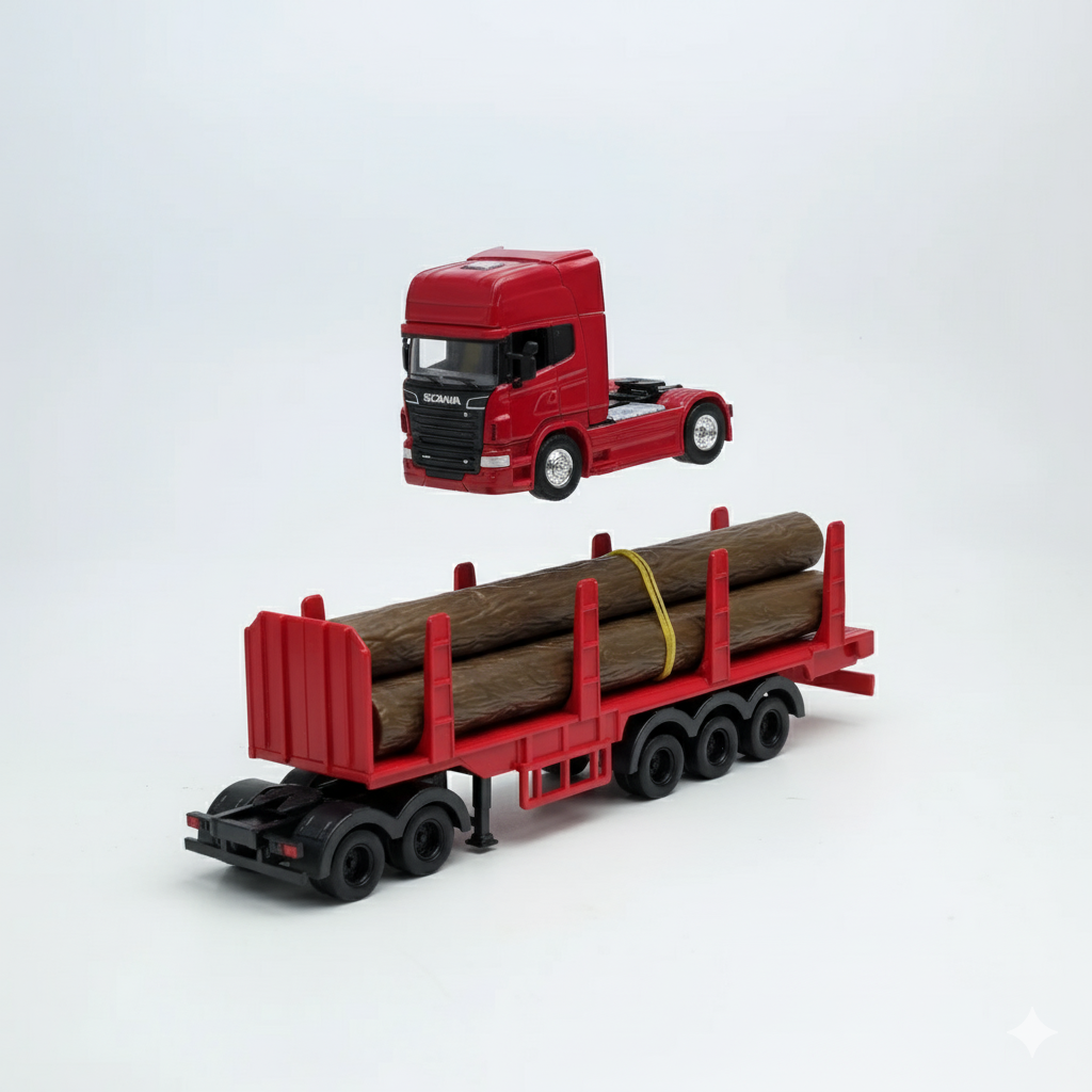 Camión Scania Logging Trailer Burdeo - Welly Escala 1:64-2