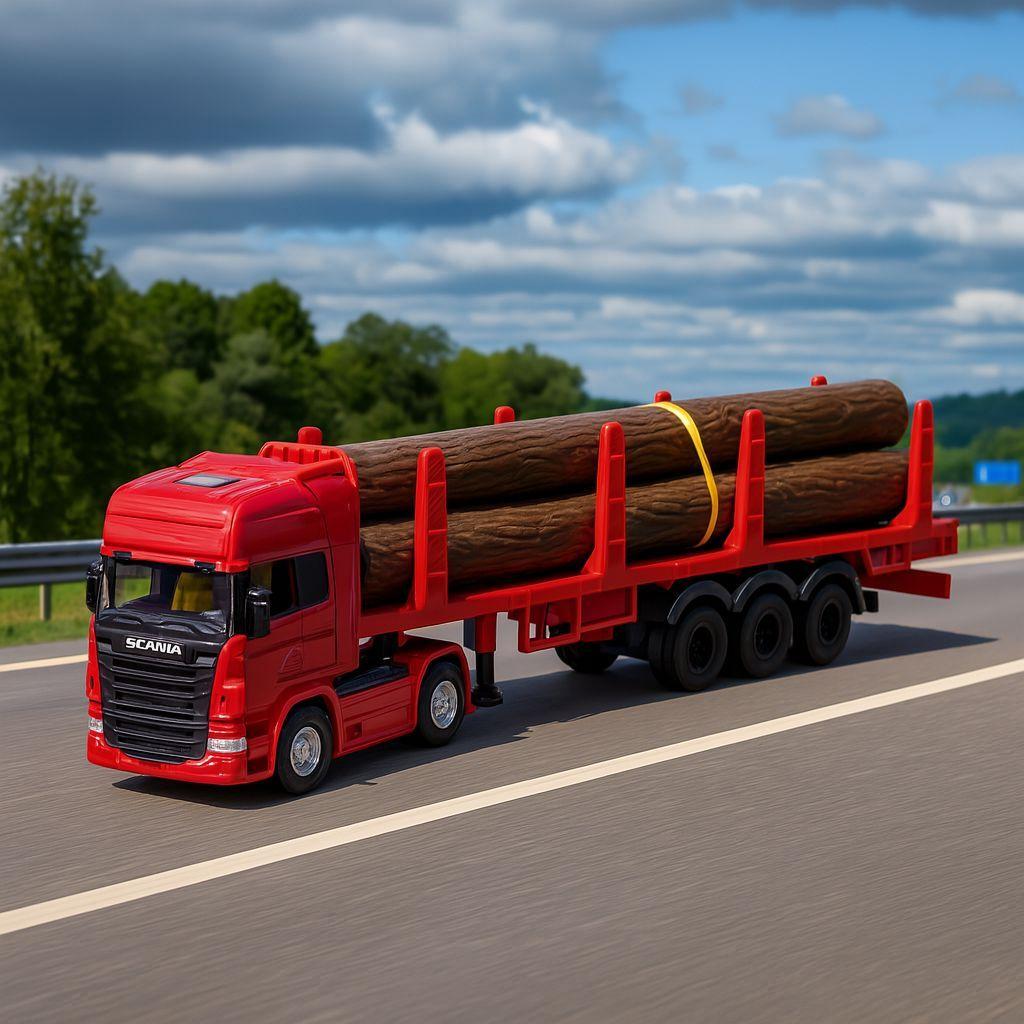 Camión Scania Logging Trailer Burdeo Escala 1:64 - Welly-4