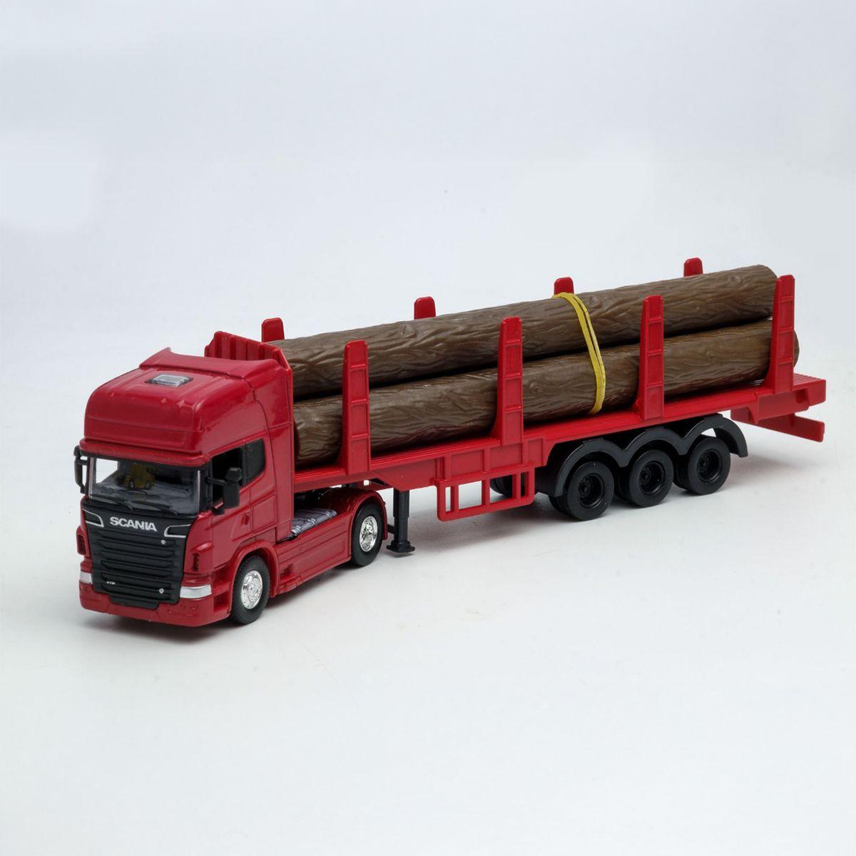 Camión Scania Logging Trailer Burdeo Escala 1:64 - Welly-2