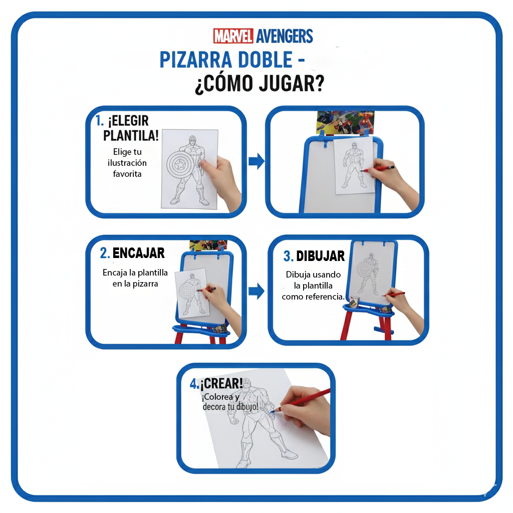 Juego Educativo Pizarra Doble Con Atril Avengers - Marvel-3