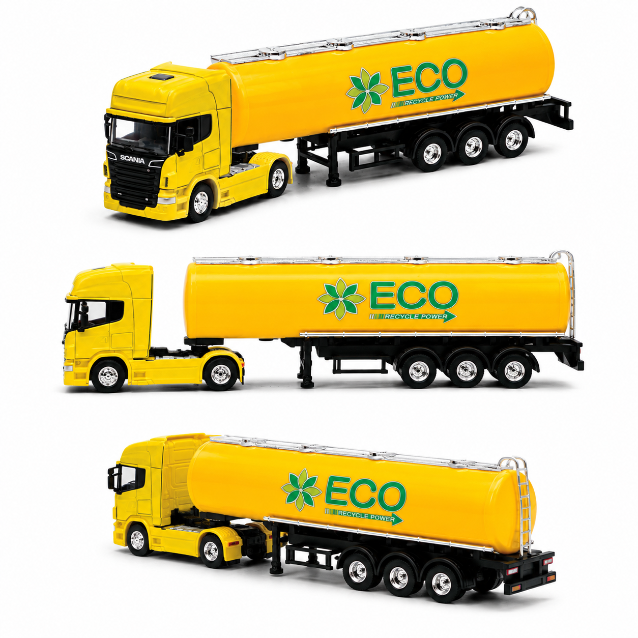 Camión Scania Logging Trailer Amarillo Escala 1:64 - Welly-0