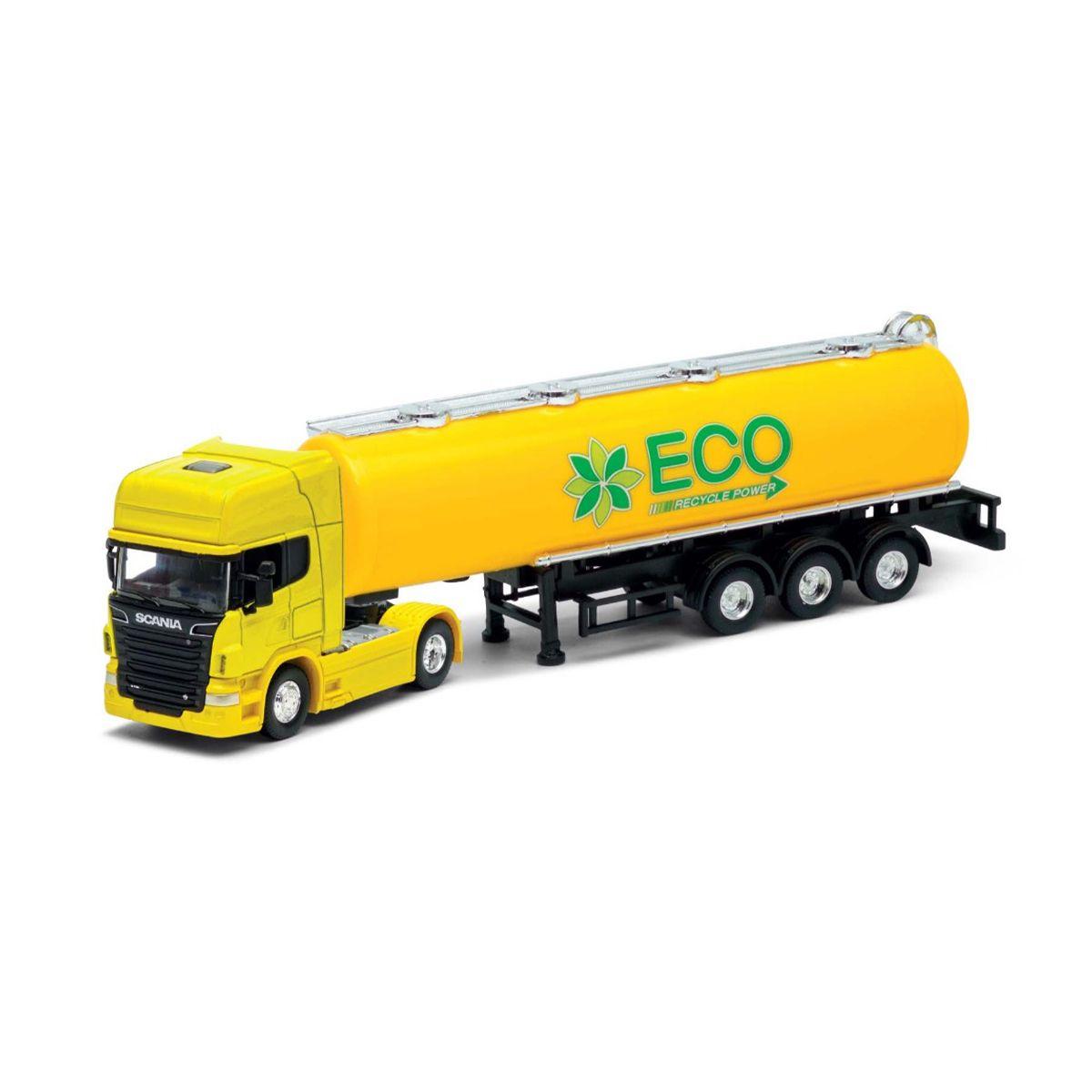 Camión Scania Logging Trailer Amarillo Escala 1:64 - Welly-1