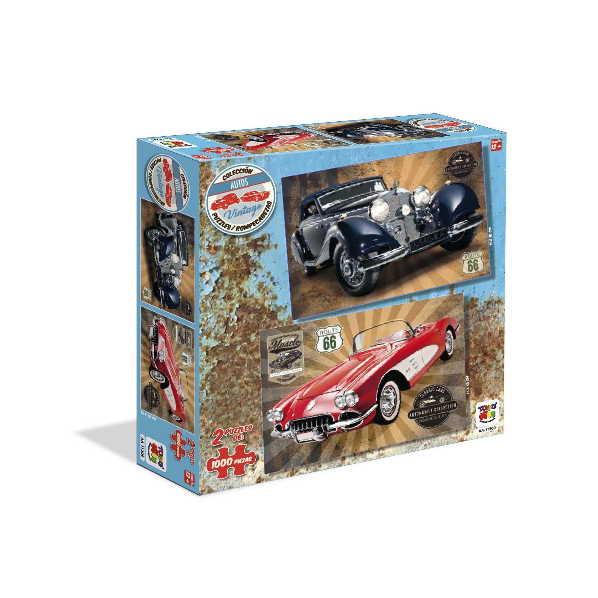 2 Puzzle De 1000 Piezas C/U Autos Vintage-0