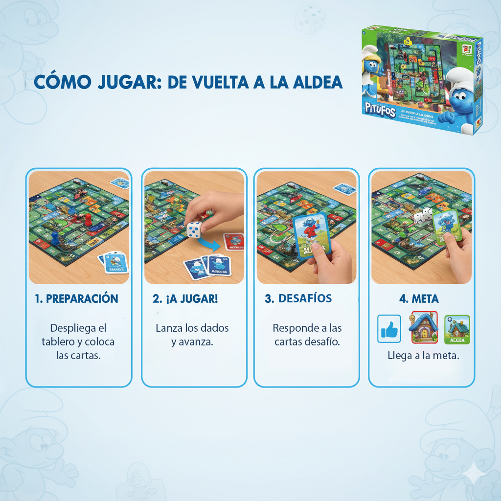 Juego de Mesa Vuelta A La Aldea - Los Pitufos-5