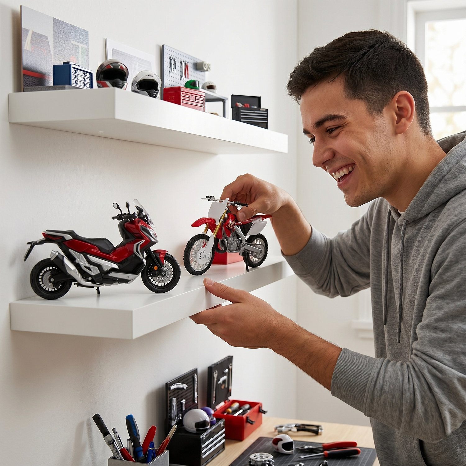 Pack x3 Motos Honda Welly Escala 1:18-1