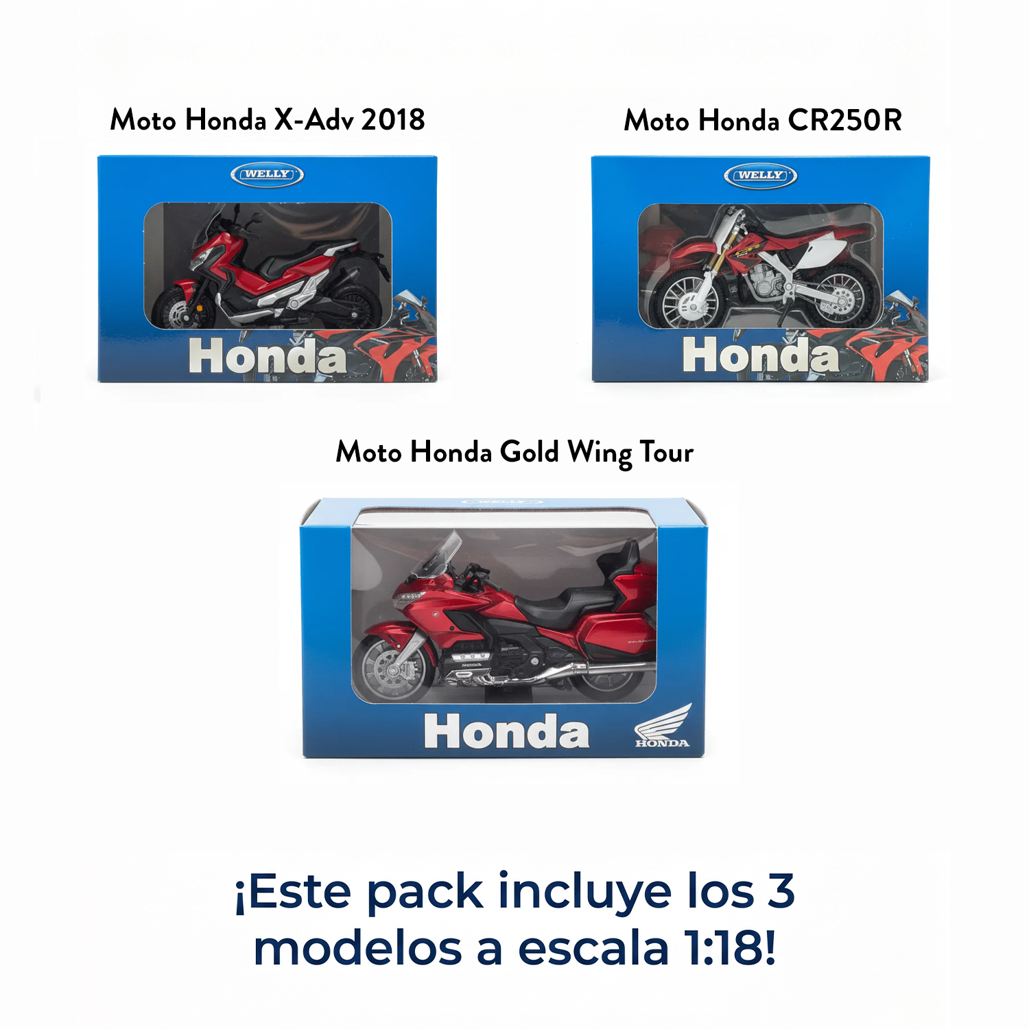Pack x3 Motos Honda Welly Escala 1:18-3
