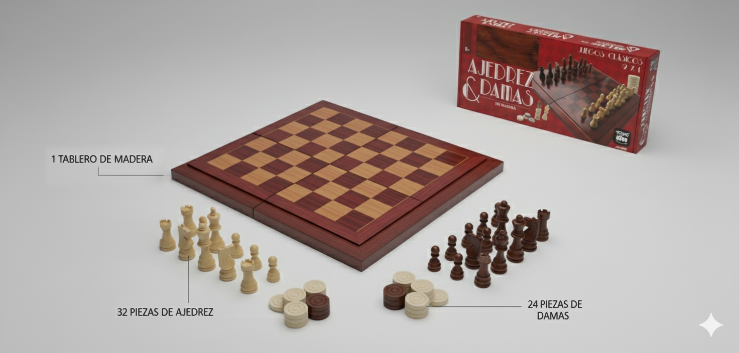 Juego de Mesa Ajedrez Damas Premium - Toyng-5