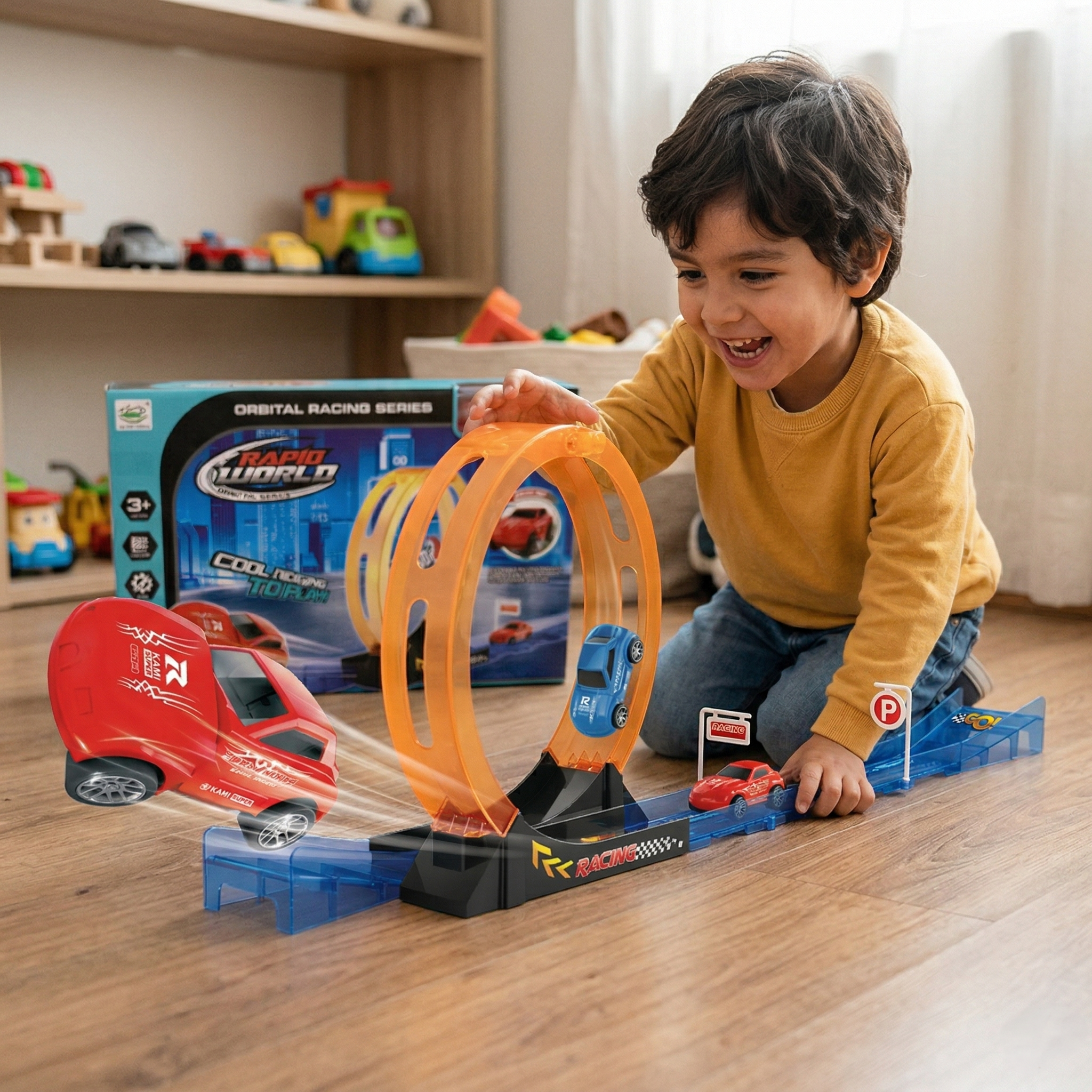 Juguete Pista 15 Piezas 1 Auto Pull Back - Toyng-4