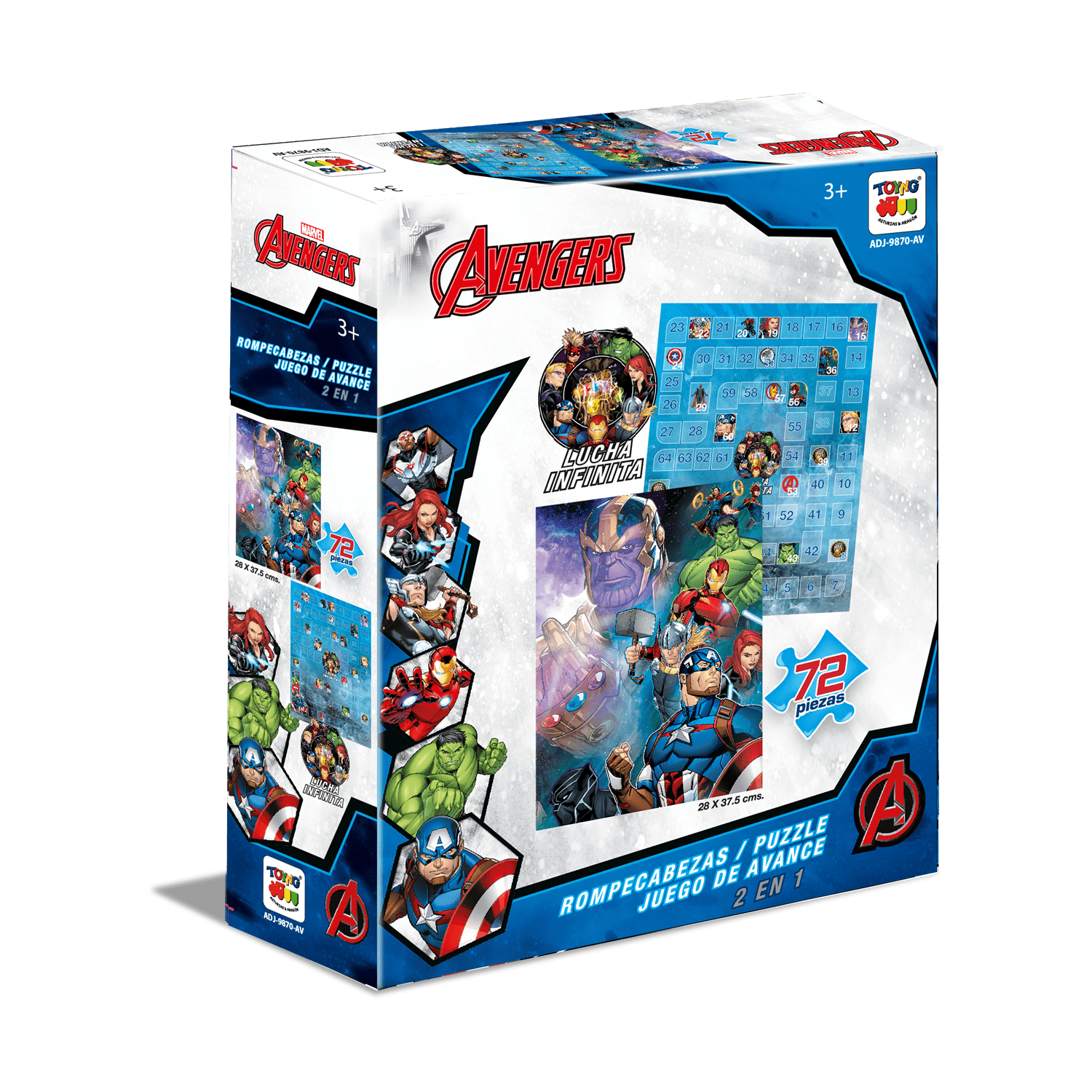 2 En 1 Puzzle 72 + Juego De Avance - Marvel-0