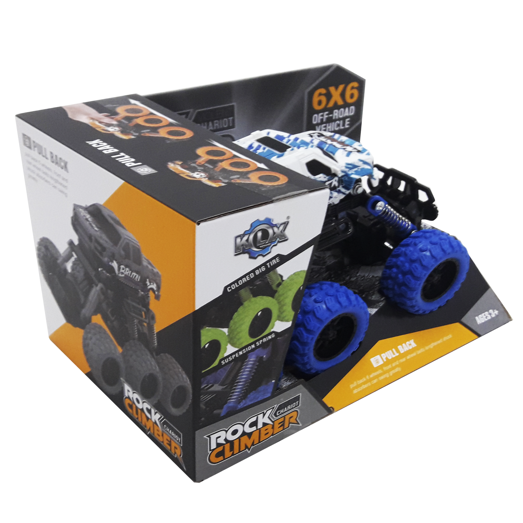 Auto 6 Ruedas Con Amortiguador Azul-1