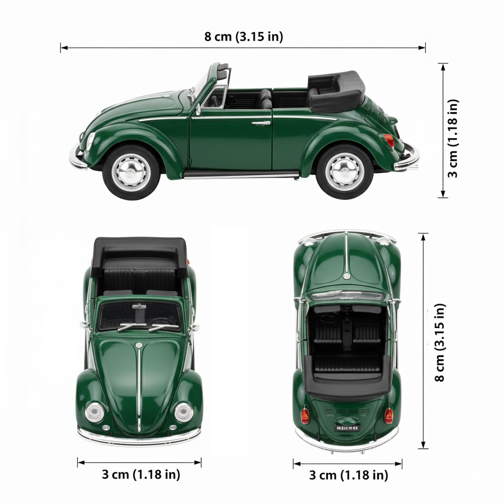 Auto Volkwagen Beetle (Convertible) - Welly Escala 1:60-4