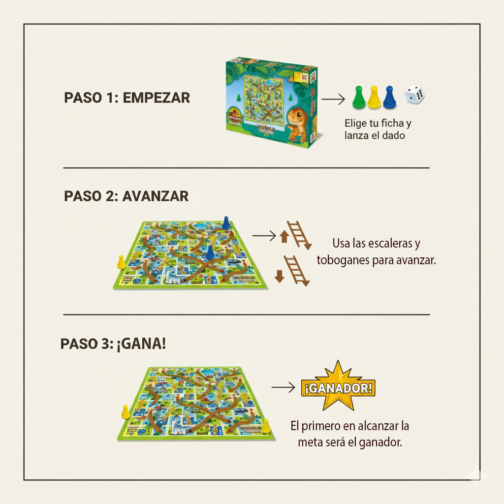 Juego de Mesa Escalera y Toboganes - Jurassic-5