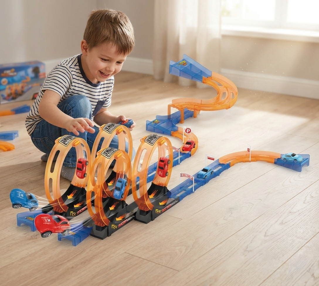 Juguete Pista 38 Piezas 2 Autos Pull Back - Toyng-4
