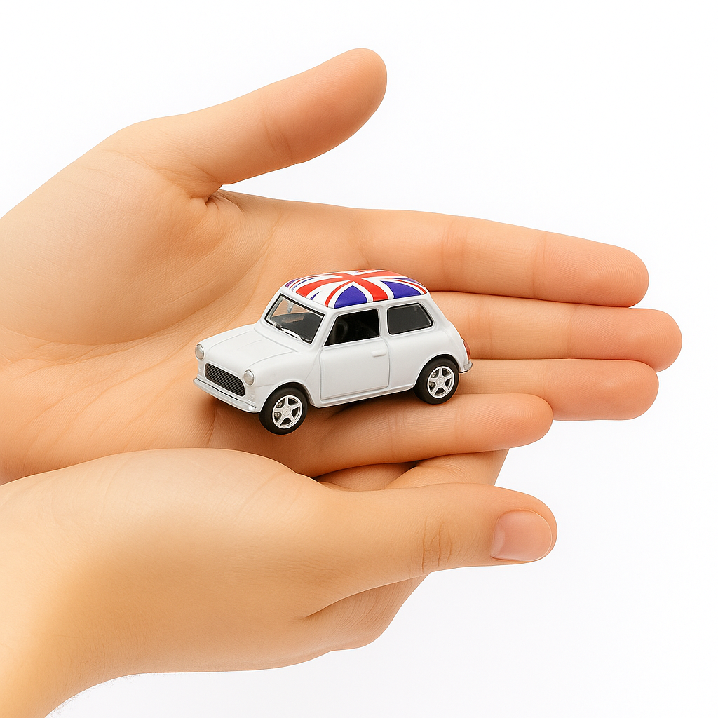 Auto Mini Cooper 1300 (Uk Flag) - Welly Escala 1:60-1
