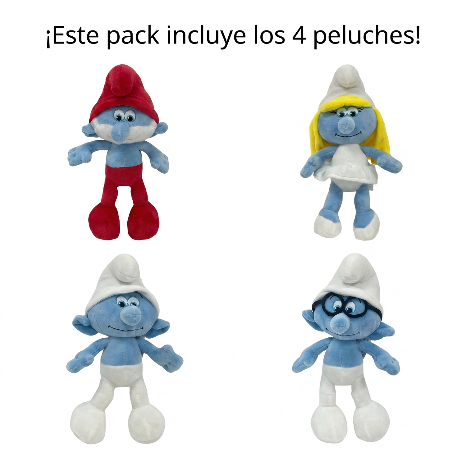 Pack x4 Peluches Pitufos Colección Completa-4