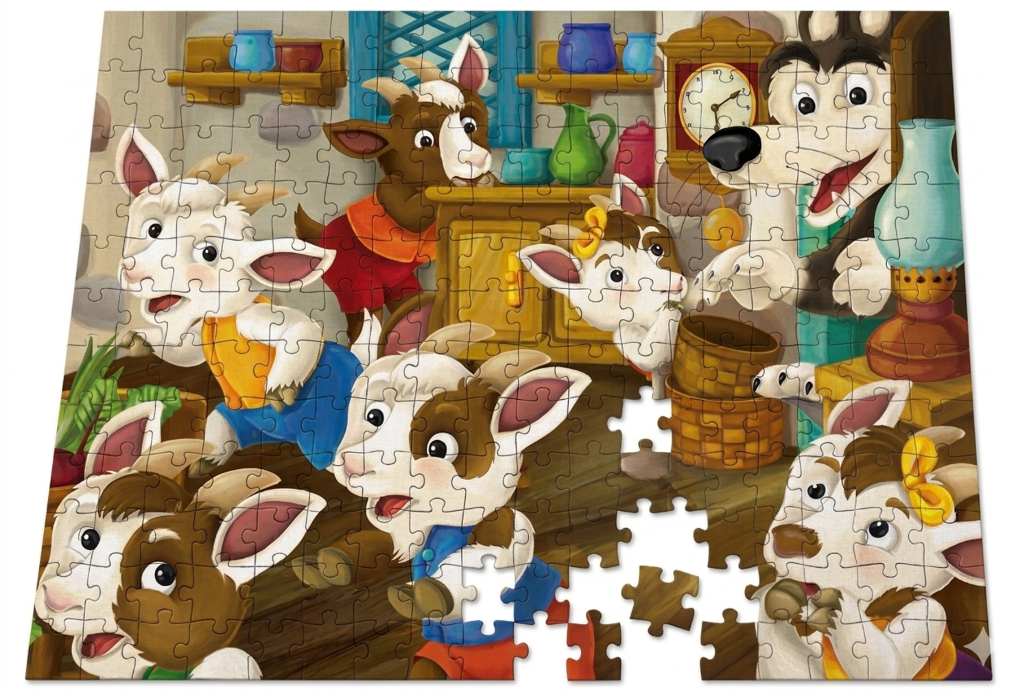 Puzzle 100 Pcs - El Lobo Y Los Chivitos-2