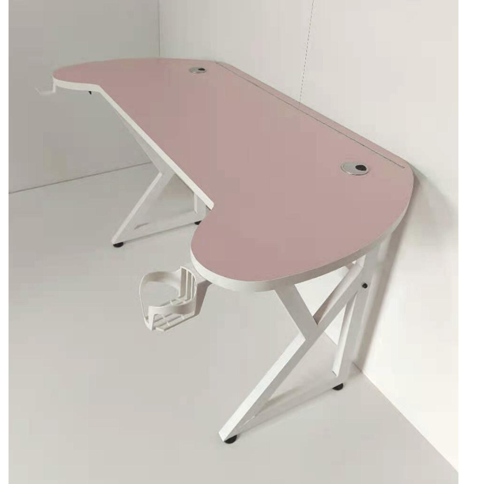 Escritorio Gamer U ROSADO LUZ LED 140 CM  -2