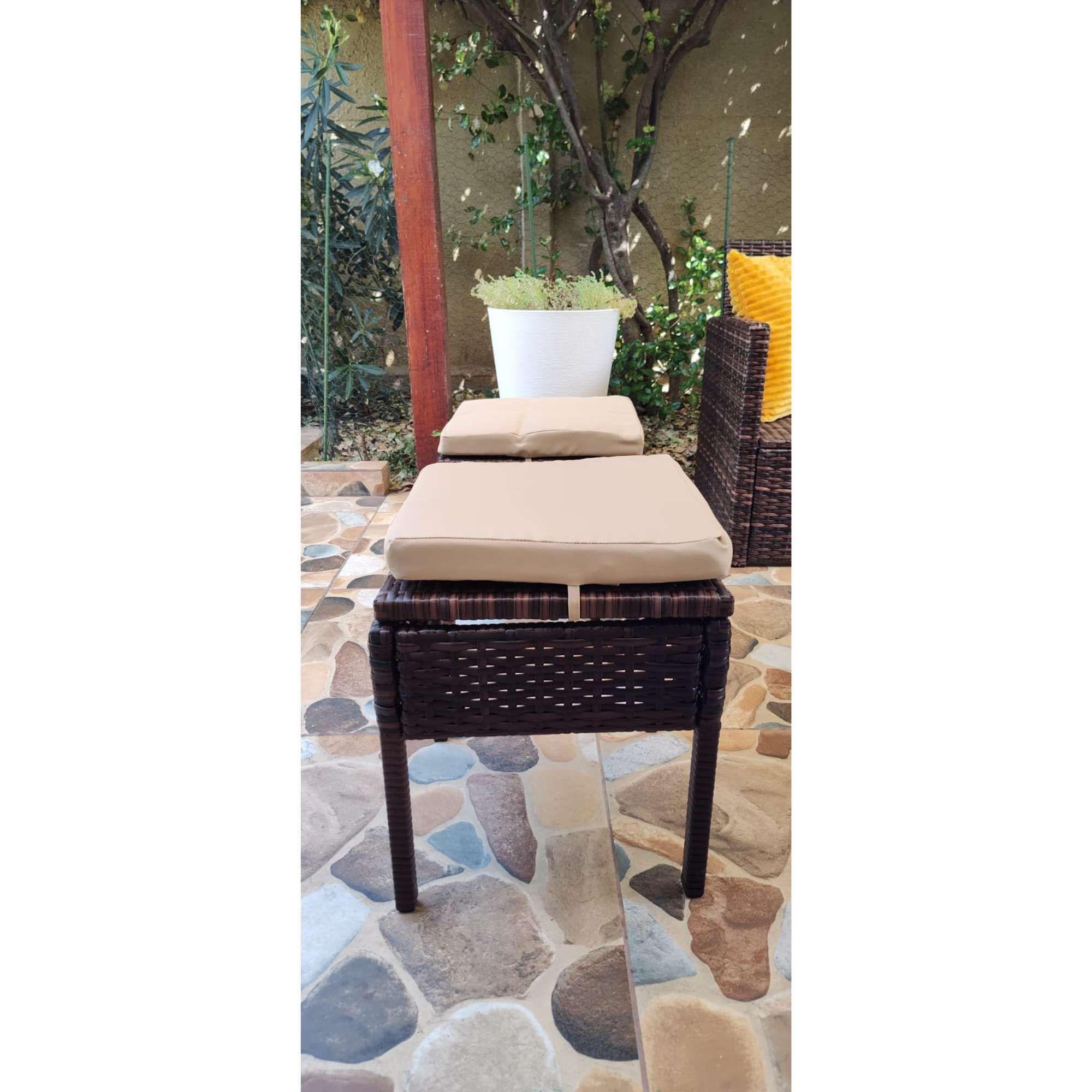 Taburete para terraza cojín impermeable Beige PACK X2-6