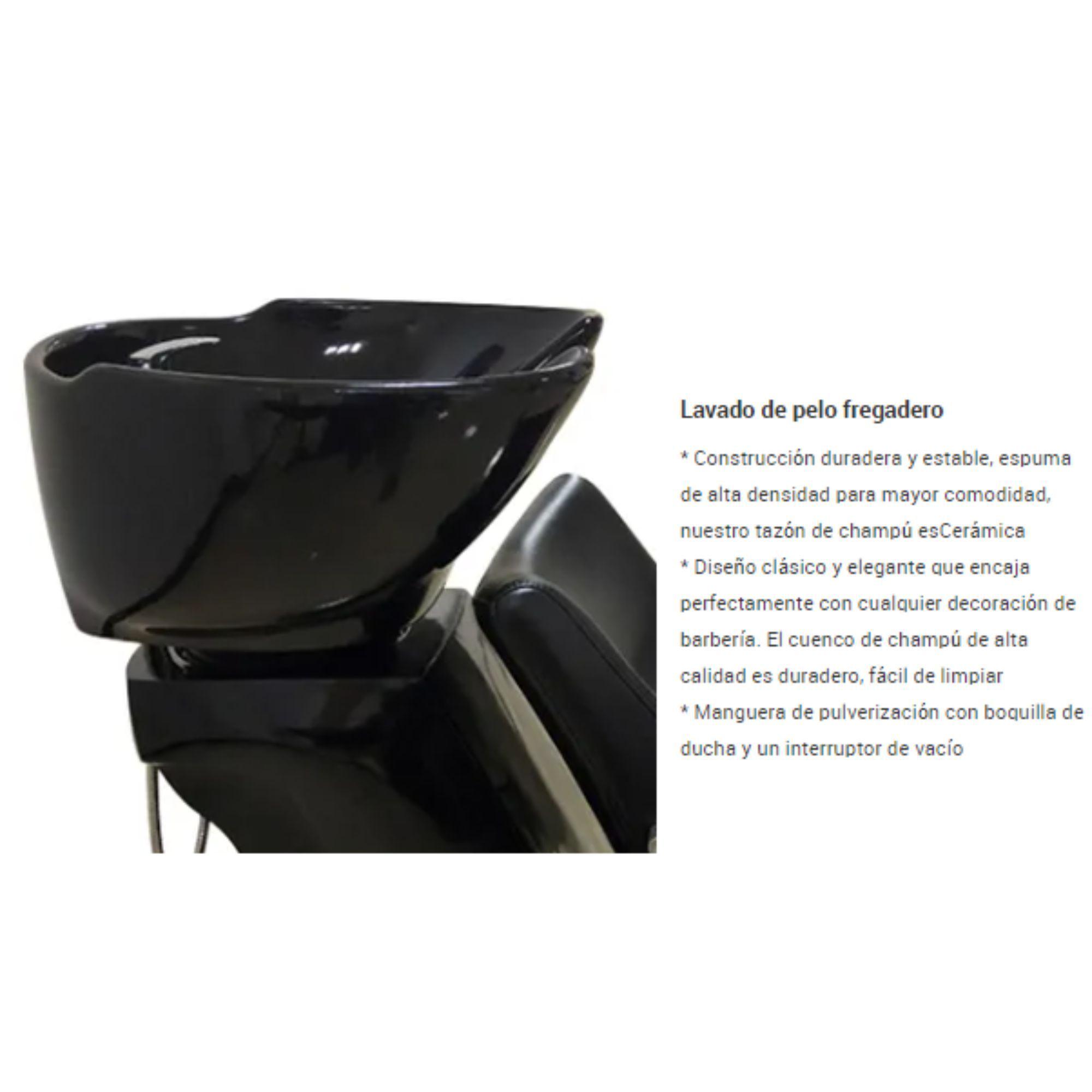 Lavapelo Peluquería Cerámica Profesional Lavacabezas con griferia Negro-1