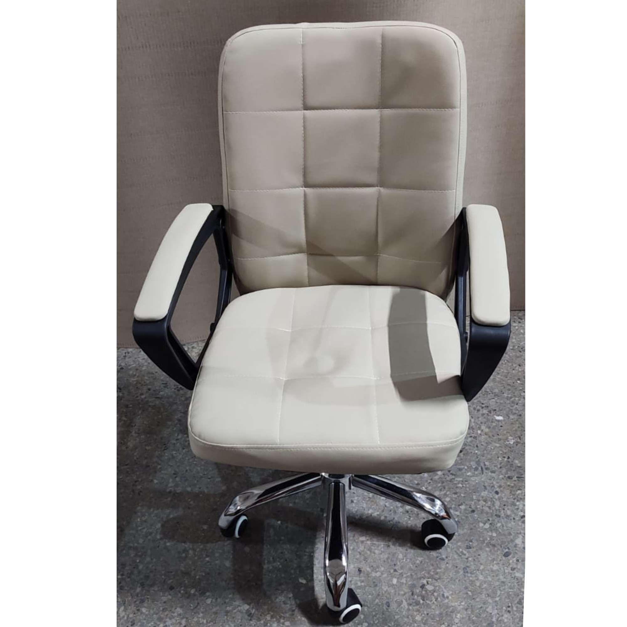 Silla de escritorio ecocuero acolchado Marfil-1
