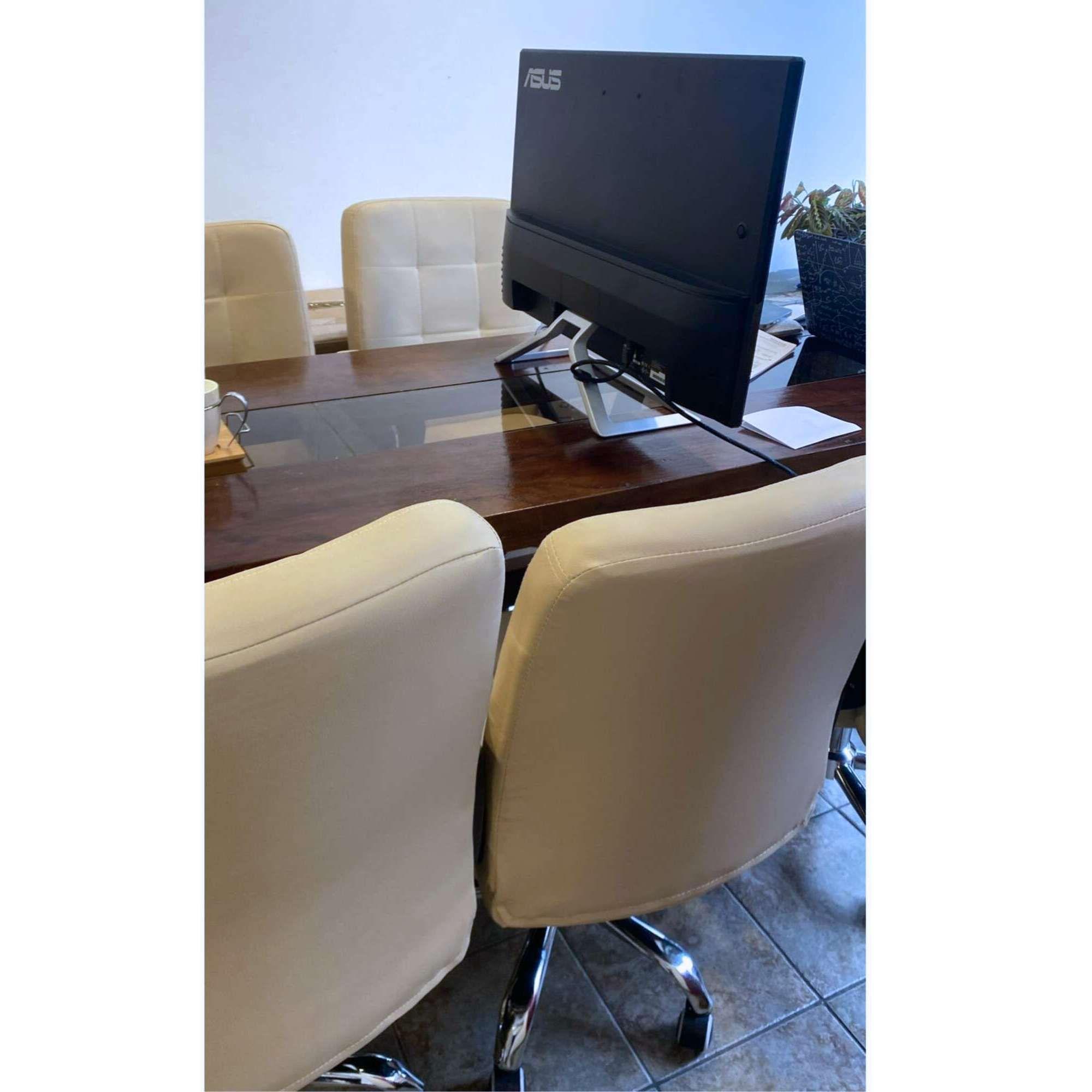 Silla de escritorio ecocuero acolchado Marfil-2