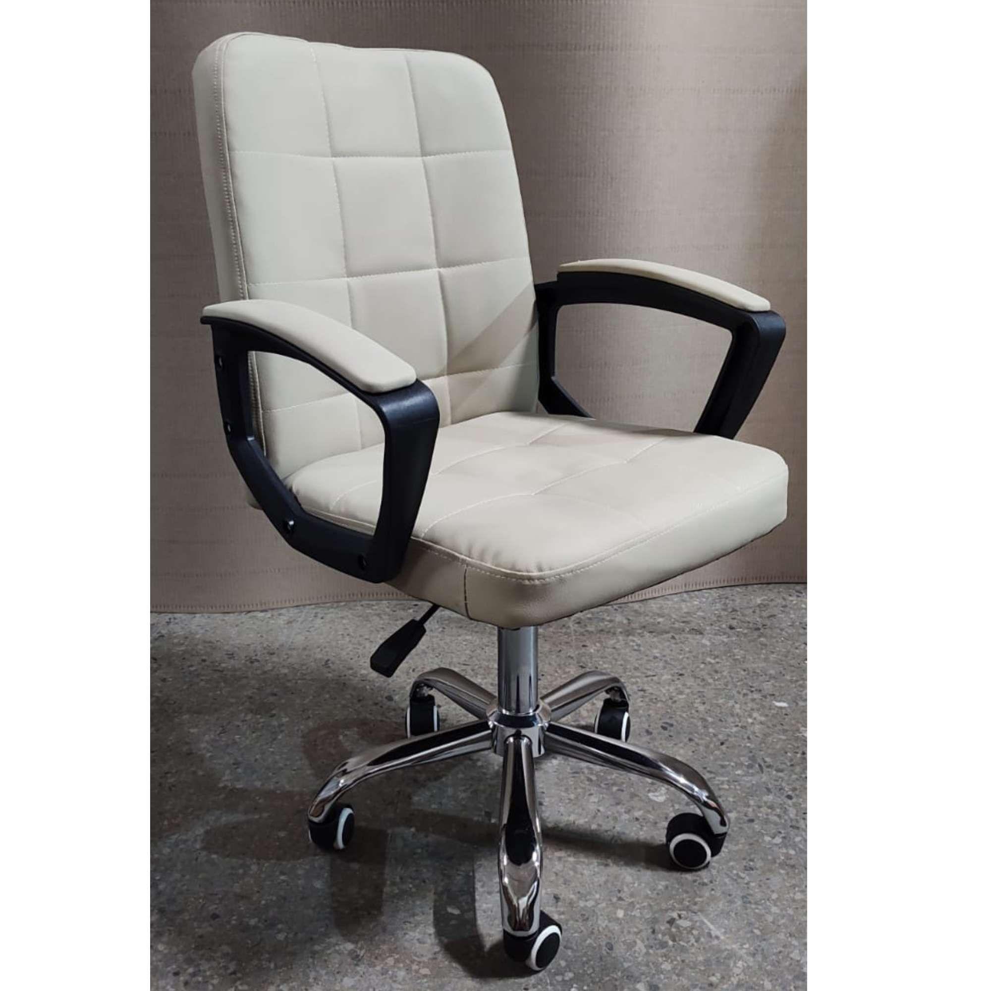 Silla de escritorio ecocuero acolchado Marfil-3