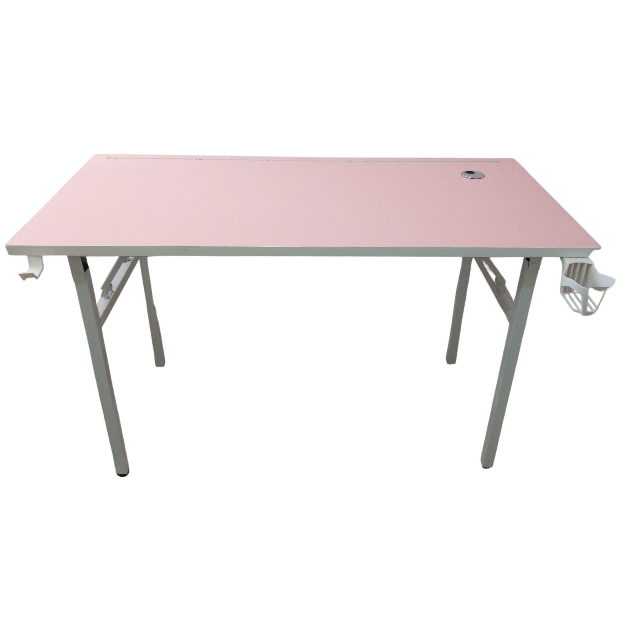 Escritorio Gamer plegable ROSA 130 CM con luz LED-5