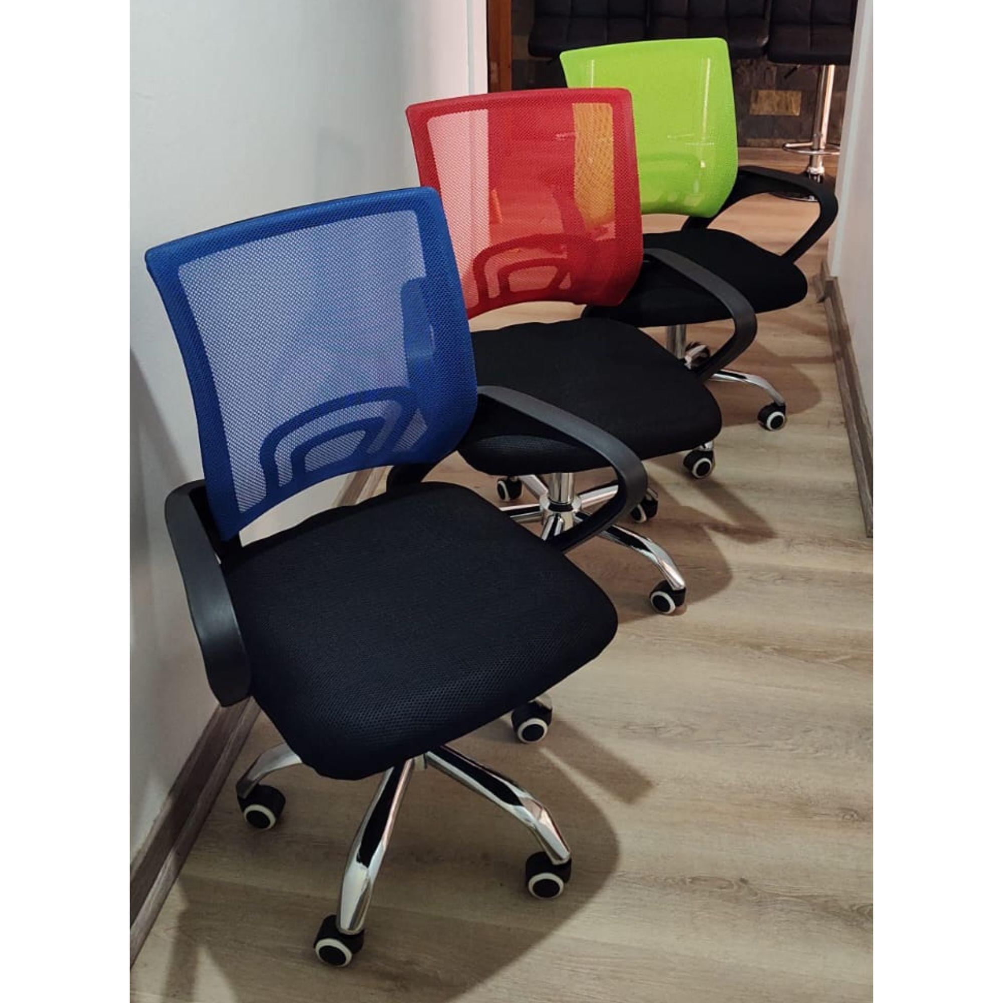 Silla de escritorio roja Reno base de metal-2