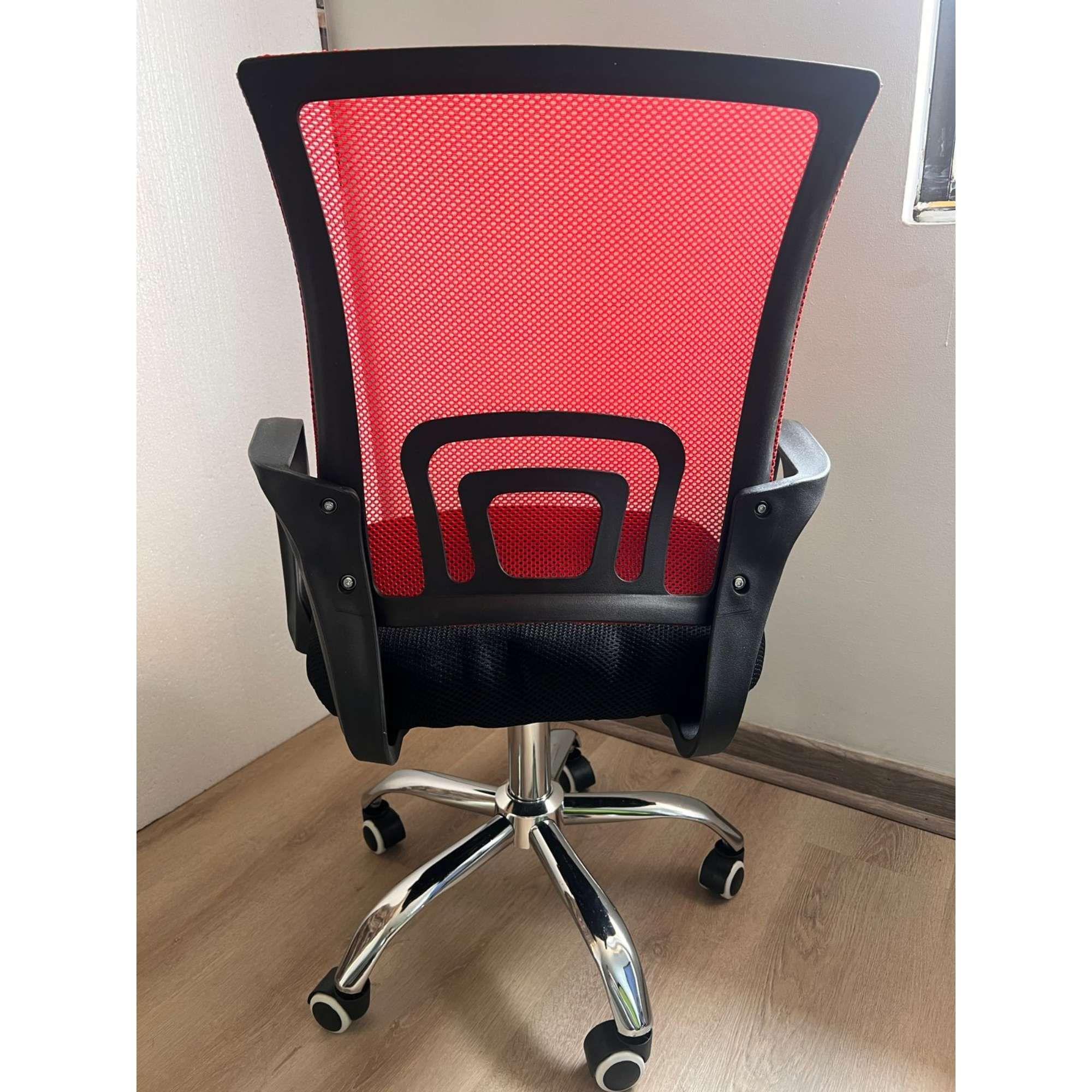 Silla de escritorio roja Reno base de metal-4