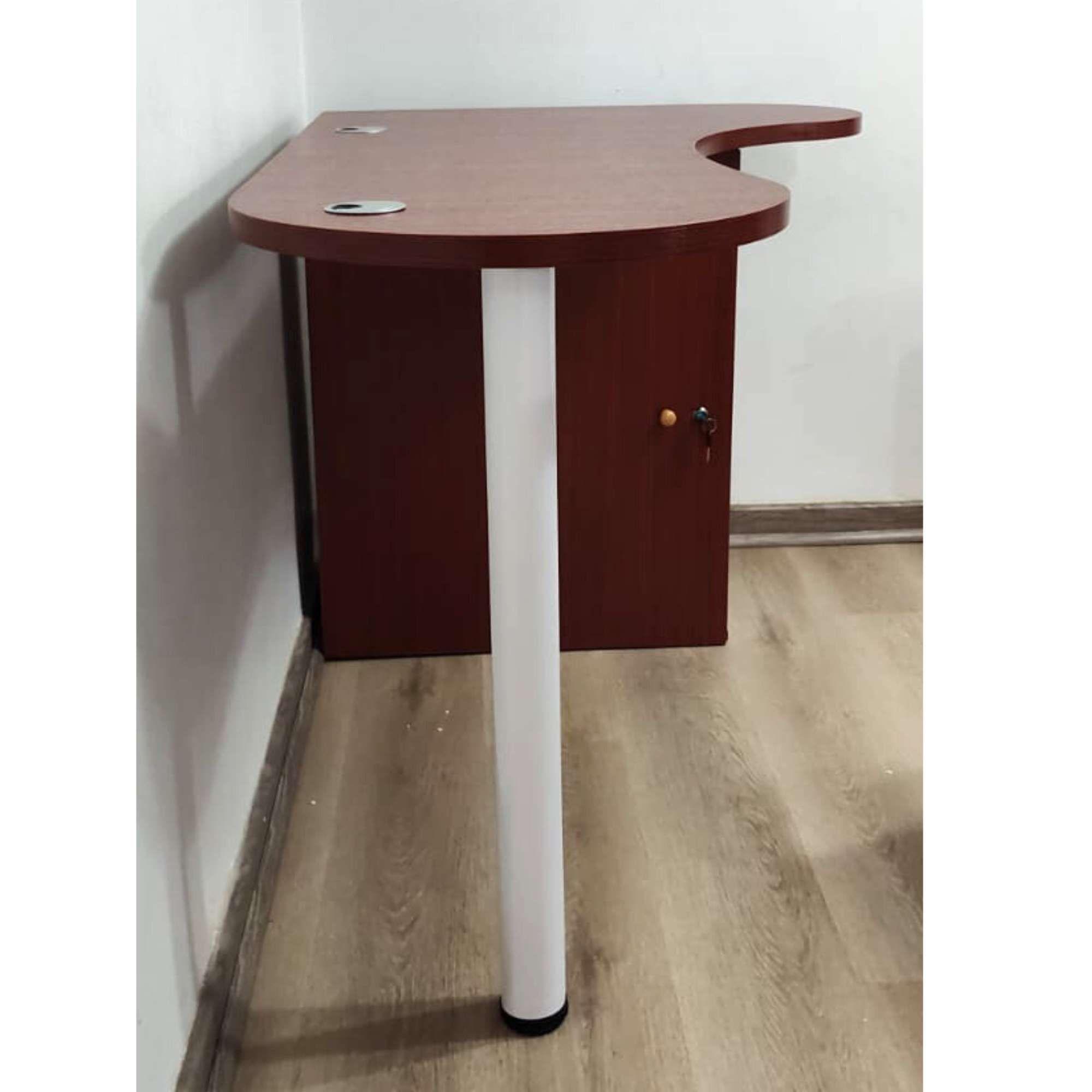 Escritorio En L Teca 120 Cm con repisas bajo llave armado bilateral-7
